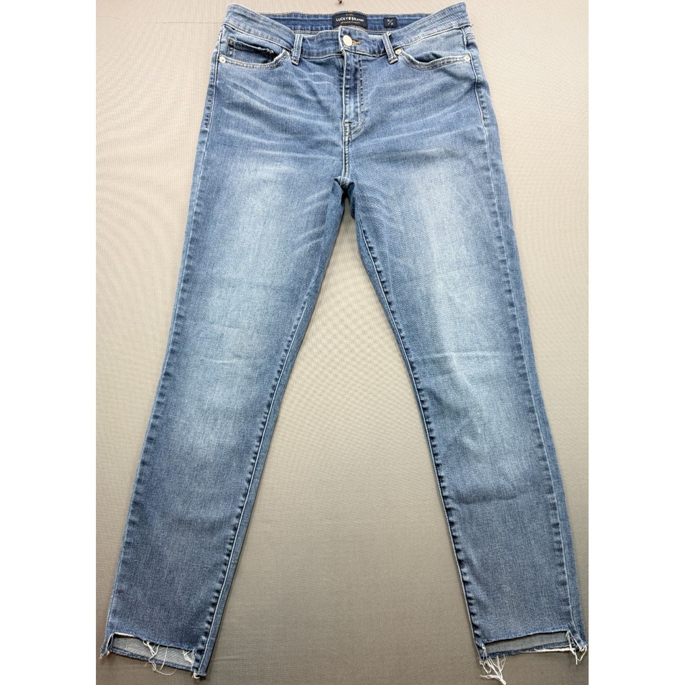 Lucky Brand Ava Skinny Jeans Medium Wash Raw Step Hem Stretch 7WP19 Womens 12/31